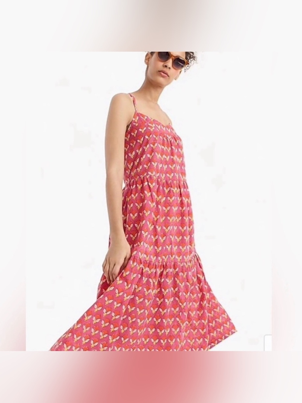 SZ Blockprints 100% Cotton Tiered Midi Bohemian Dress with Straps Size M - Picture 2 of 8